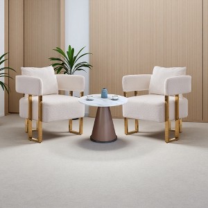 2-Piece Teddy Fleece Decorative Side Chair Set with Gold Metal Legs - 1 of 4