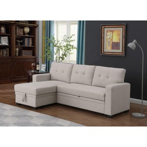 CAVINAS Modern Modular Sectional Sofa, Upholstered Pull out Sectional Sofa with Chaise, L-Shaped Compressed Sofa for Living Room with Storage - 1 of 4