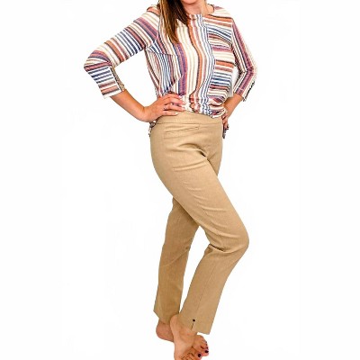 Women's Fine Line Twill Ankle Pant - Slimsation By Multiples