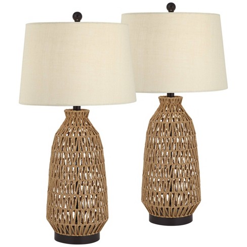 Rattan best sale bedside lamps