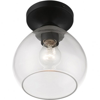 Catania Black and Clear Glass Semi-Flush Mount Light