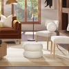 NicBex Nest 19.5" Low Round Upholstered Ottoman, White Fleeced Teddy for Living Room, Bedroom & Entryway - 4 of 4