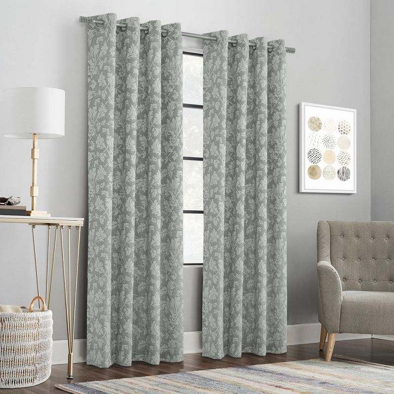 Habitat Valencia Light Filtering Provide Daytime Privacy Rich Woven Branch Leaf Design Grommet Curtain Panel Grey, 1 of 6