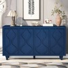 TIRAMISUBEST No Handle Design Storage Cabinet Sideboard Wooden Cabinet with Embossed Curved 4 Doors - 2 of 4
