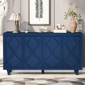 Bella Depot 59.6" Wooden Sideboard Cabinet with Embossed Curved Doors - 1 of 4