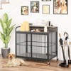 38 Inch Dog Crate Furniture, Heavy Duty Wooden End Table Kennel with Adjustable Bowls - 2 of 4