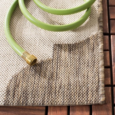 Beige and Brown Geometric Flat Woven Indoor/Outdoor Rug