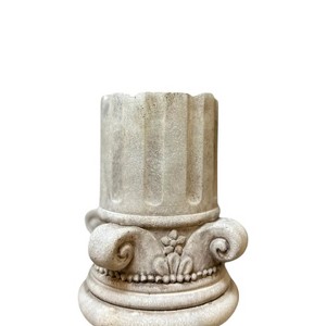 Slickblue Hand Cast Cement Hollow Column Planter, Ribbed Design, Plant Pot, Vintage Design, Natural, 5.7"x5.7"x6.5" - 1 of 4