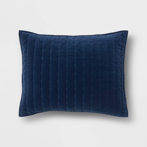 King Channel Stitch Velvet Quilt Sham Navy - Threshold™: Oeko-tex ...