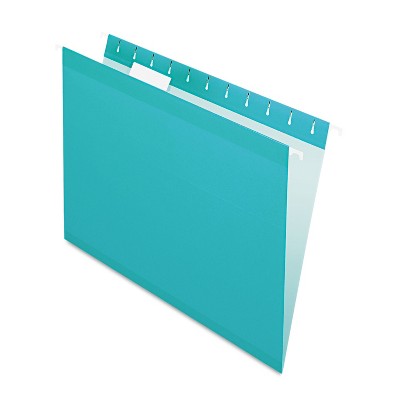 Pendaflex Reinforced Hanging Folders 1/5 Tab Letter Aqua 25/Box 415215AQU