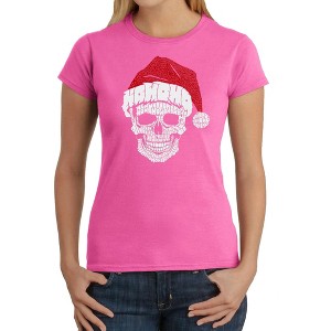 LA Pop Art Santa Skull - Women's Word Art T-Shirt - 1 of 4