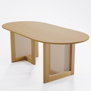 Lirago 68" Oval Dining Table For Kitchen Dining Room Table 4-6 Seats Brown - 1 of 4