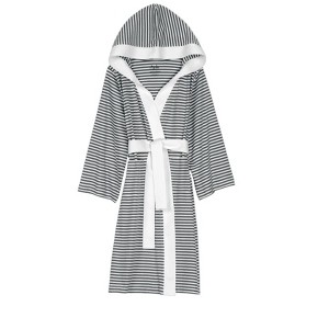 Seaside Serenity Stripe Organic Hooded Short Robe - 1 of 4