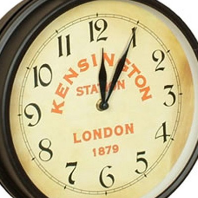 Large Black Double-Sided Metal Wall Clock with Ivory Face