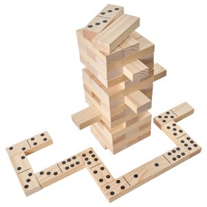 VEVOR Tumbling Timber Toy, 60 Blocks Giant Tumble Tower Blocks Game, Pine Wood Tumbling Tower Game with Carry Bag and Scoreboard - 1 of 4