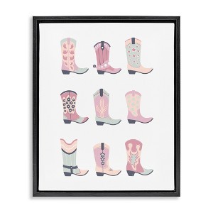 Stupell Industries Various Pastel Cowgirl Boots Black Framed Floater Canvas Wall Art - 1 of 4