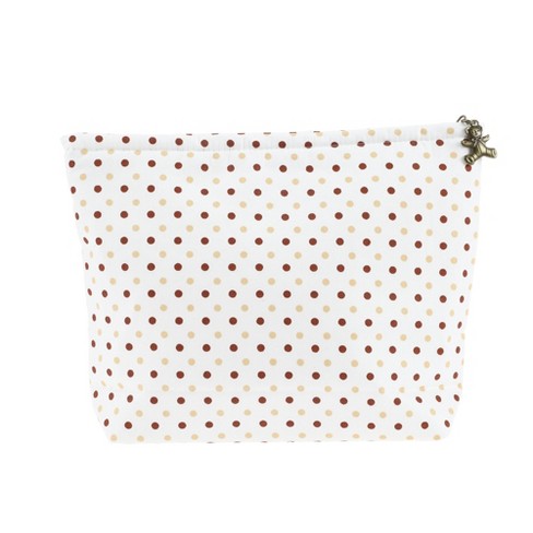 Unique Bargains Women Polka Dots Cosmetic Bag White Khaki 1 Pc - image 1 of 3