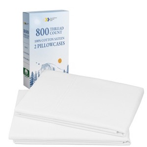 Luxury Pillowcase Set - 800 Thread Count 100% Cotton Sateen, Soft & Cooling Pillowcases by California Design Den - 1 of 4