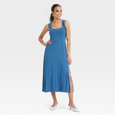 Women's Knit Ballet Midi Shift Dress - A New Day™ Dark Blue XS