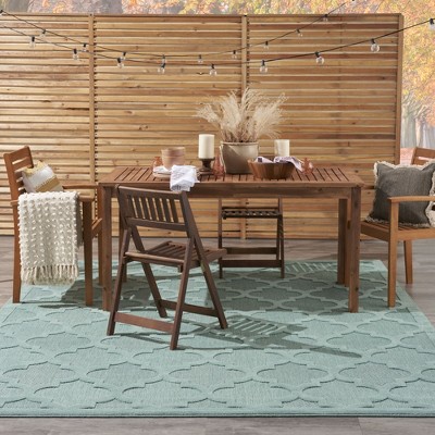 Aqua Teal Trellis 7' x 10' Flat Woven Synthetic Area Rug