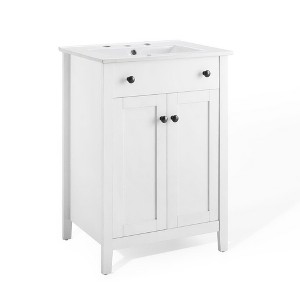 Modway Nantucket 24" Bathroom Vanity - White Wood Modern Cabinet with Storage (Sink Basin Not Included) - 1 of 4