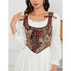 Acekool Women’s Vintage Floral Corset Lace-Up Vest, Vintage Pirate-Inspired Bustier with Embroidered Print - 3 of 4