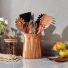 Utensil Holder for Countertop, 360° Rotating Kitchen Utensil Holder, 7.2"x 6" Large Acacia Wood Crock - 4 of 4