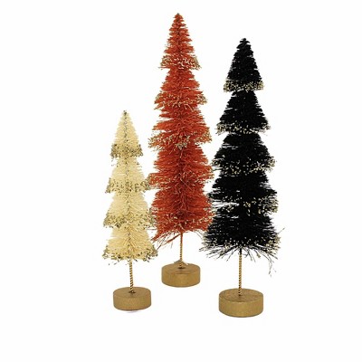 Bethany Lowe 9.0 Inch Halloween Layered Bottle Brush Trees Wooden Base Layers Tipped In Glitter Bottle Brush Trees