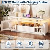 White White TV Stand for 65 70 Inch TV Modern Entertainment Center with Power Outlets and LED Lights Media Console with Large Drawer and Adjustable S - 4 of 4