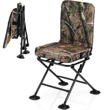 Tangkula 360-degree Swivel Hunting Chair Camouflage Hunting Seat with Ergonomic Backrest Soft Padded Cushion & Non-slip Foot Pads