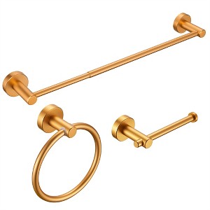 Tramull 3-Piece Matte Bathroom Hardware Set, Adjustable Towel Bar, Toilet Paper Holder & Towel Ring - 1 of 4