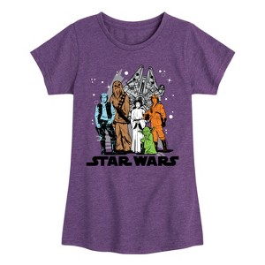Girls' - Star Wars - Luke and Friends Group Fitted Short Sleeve Graphic T-Shirt - 1 of 3