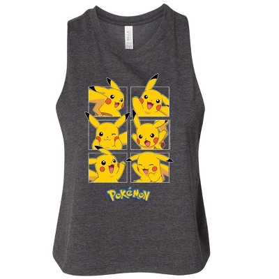 Women's Pokémon Pikachu Grid Graphic Racerback Tank - Heather Charcoal - Small
