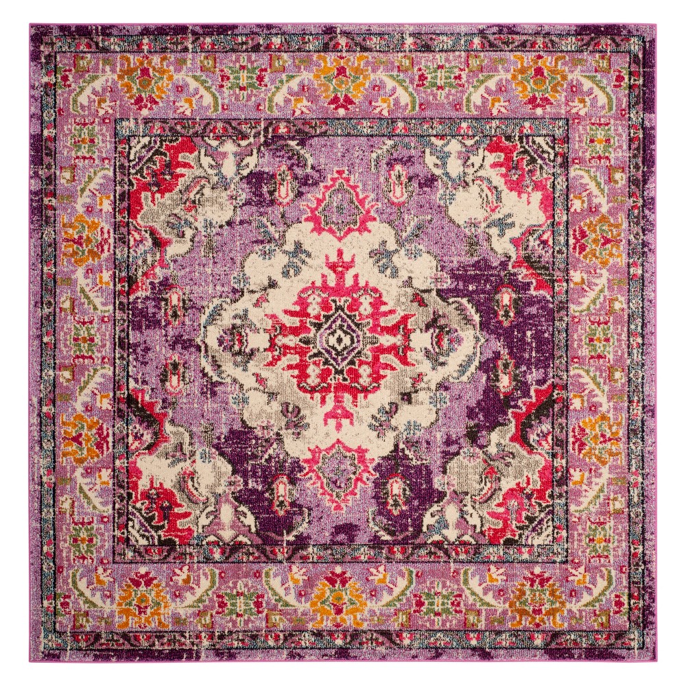 5'x5' Medallion Square Area Rug Violet/Fuchsia - Safavieh