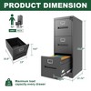 NicBex Narrow File Cabinet with Lock,Office Cabinet with Grooved Handles,Modern Storage Cabinet,Filing Cabinet for Home Office - 3 of 4