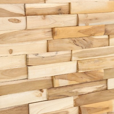 Natural Teak 3D Textured Wall Panels, 28" x 1.5"