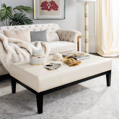 Elegant White Tufted 48" Transitional Cocktail Ottoman