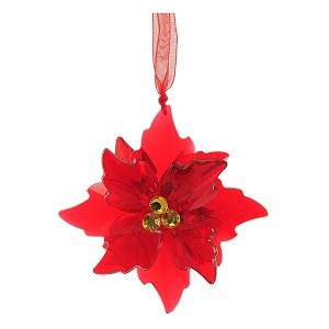3.5 Inch Mini Poinsettia Facet Ornament Light Filtering Tree Ornaments - 1 of 3