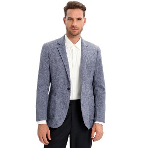 Coolmee Men's Casual Linen Blazer Jacket Lightweight Sport Coats One Button Suit Jackets - 1 of 4