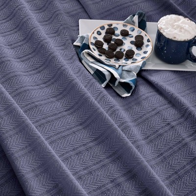 Indigo Blue King-Size Chevron Cotton Cozy Throw Blanket