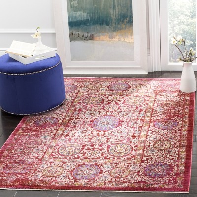 Fuchsia and Ivory Transitional Cotton Area Rug, 4' x 6'