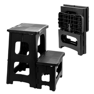 Itopfox 2-Step Foldable Plastic Stool, Lightweight Collapsible Step Ladder for Kitchen, Bathroom, RV, Pool - Non-Slip, Durable, Portable - 1 of 4