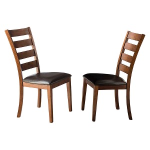 Intercon Set of 2 Kona Ladder Back Side Chair with Faux Leather Seat Caramel: Hardwood Frame, Polyurethane Upholstery - 1 of 1