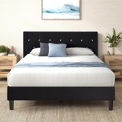 VECELO Queen/Full/Twin Upholstered Platform Bed Frame with Button Tufted Adjustable Headboard
