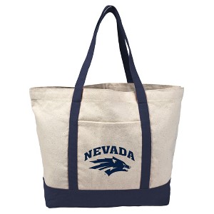 University of Nevada Reno Wolf Pack Primary Logo Canvas Tote Bag With External Pocket, Reusable Shoulder Bag for Shopping, School, Beach - 1 of 4