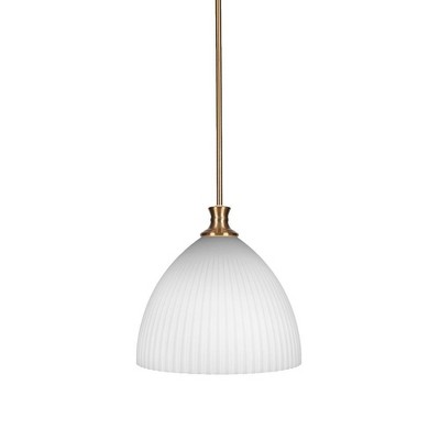 Toltec Lighting Carina 1 - Light Pendant in  New Aged Brass with 14" Clear Ribbed Shade