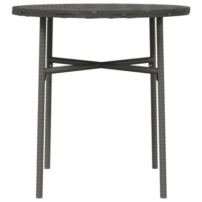 Gray Poly Rattan Round Outdoor Tea Table with Steel Frame