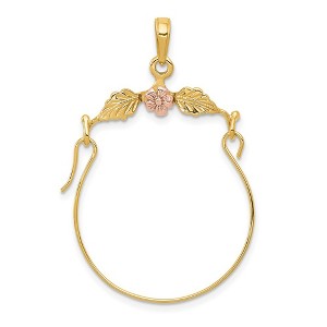 Black Bow Jewelry 14k Yellow and Rose Gold Two Tone Floral Charm Holder Pendant - 1 of 4