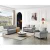 Linen Fabric 1+2+3 Seat Sofa Set with Storage, Round Arm, Brown Solid Wood Legs - 2 of 4
