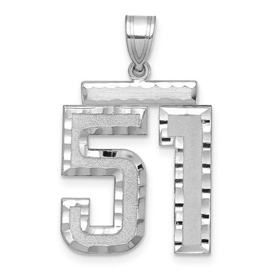 Black Bow Jewelry 14k White Gold, Varsity Collection, Large D/C Pendant, Number 51